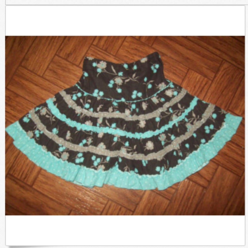 Pumpkin Patch Skirt Sz 6 Wale Corduroy Brown Blue
